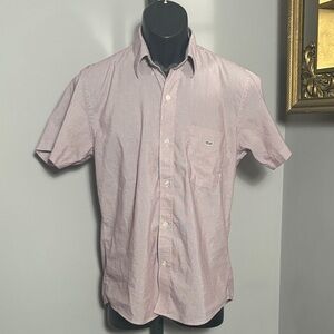 Lacoste 38 SS Button Down Shirt Oxford Stripes Reg Fit Turkey Red